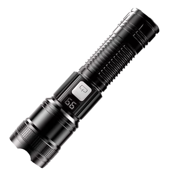 Avdolw Portable USB Rechargeable Flashlight with Intelligent Digital Display, Waterproof, Super Bright LED, Telescopic Zoom, Multi - Speed Modes for Outdoor, Home, and Emergency Use,Black
