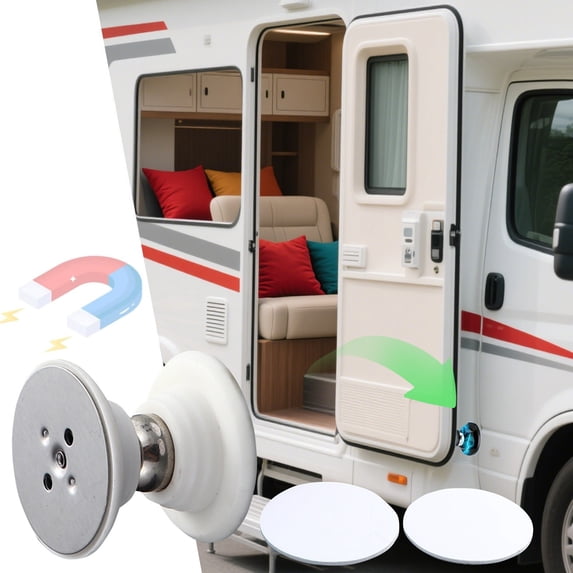 Avdolw RV Magnetic Door Catch - Adhesive & Screw Installation, Sturdy Door Holder for RVs, Campers & Trailers, Ensures Secure Attachment