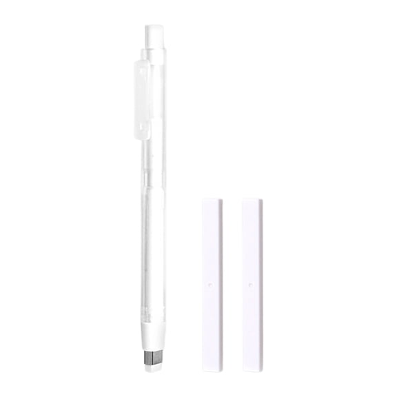 Avdolw Retractable Automatic Eraser Pen with 2 Refills - Precision Tip for Accurate Erasing, Clean Results, Ideal for Drawing, Sketching, and Office Use, Portable Design for Easy Carry,White