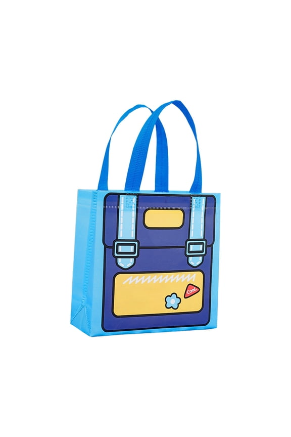 Reusable Cute Storage Backpack Organizer Bag - Non - Woven Fabric, Portable Design for Daily Use - Versatile for Books, Snacks, and Lunch Containers,Blue