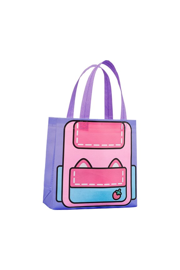 Reusable Cute Storage Backpack Organizer Bag - Non - Woven Fabric, Portable Design for Daily Use - Versatile for Books, Snacks, and Lunch Containers,Pink