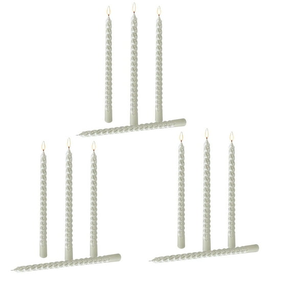 Avdolw Set of 12 Elegant Threaded Taper Candles - Glossy Metallic Finish - Non-Drip Soy Wax for Clean Burn - Perfect for Holiday Decor, Dinner Parties, Weddings, and More