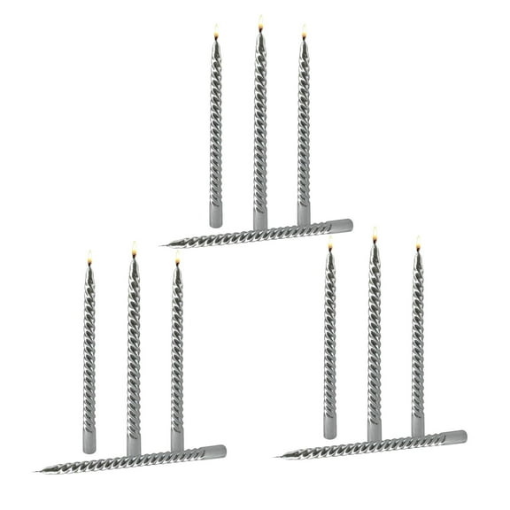 Avdolw Set of 12 Elegant Threaded Taper Candles - Glossy Metallic Finish - Non-Drip Soy Wax for Clean Burn - Perfect for Holiday Decor, Dinner Parties, Weddings, and More