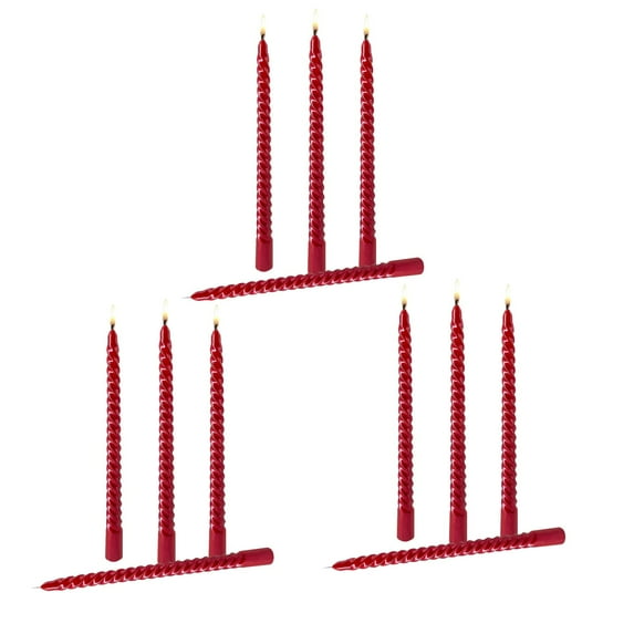 Avdolw Set of 12 Elegant Threaded Taper Candles - Glossy Metallic Finish - Non-Drip Soy Wax for Clean Burn - Perfect for Holiday Decor, Dinner Parties, Weddings, and More