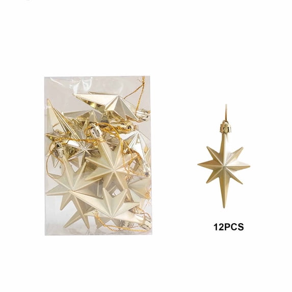 Avdolw Set of 12 Octagonal Star Ball Pendant Ornaments for Christmas Tree Decorations - Christmas Decor Set(Gold)