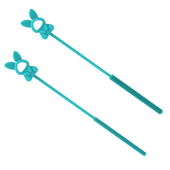 Avdolw Silicone Straw Brush Set - Adorable Bunny Design, Food-Grade Silicone Material, Flexible Bristles for Cleaning Reusable Straws and Narrow Items, Durable and Dishwasher Safe, 2 Pack,Mint Green