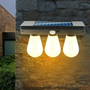 Avdolw Solar-Powered Tungsten Filament Bulb with Motion Sensor for Outdoor Lighting, Energy-Efficient and Waterproof Wall Lamp