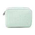 thumbnail image 1 of Avdolw Striped Cotton Quilted Makeup Bag - Portable Travel Toiletry Organizer for Women, Large Capacity, Waterproof, Multi - Purpose Pouch for Cosmetics and Daily Use,Mint Green, 1 of 5