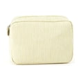 thumbnail image 1 of Avdolw Striped Cotton Quilted Makeup Bag - Portable Travel Toiletry Organizer for Women, Large Capacity, Waterproof, Multi - Purpose Pouch for Cosmetics and Daily Use,Yellow, 1 of 5