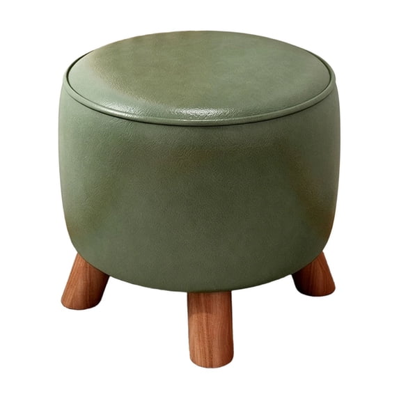 Avdolw Sturdy Solid Wood Low Stool for Home Use - Versatile Stackable Footstool with Soft Padded Seat and Waterproof Cover - Ideal for Entryways, Living Rooms, and Play Areas,Green