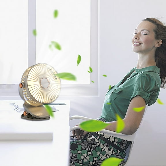 Avdolw Super Strong Wind 5-Speed Clip-On Desk Fan - Quiet, Night Light, Removable, Easy Clean, White