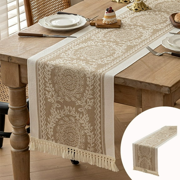 Avdolw Vintage Table Flag, Long Dining Table Cloth, Heat Insulation Placemat, Linen Tea Flag, Decorative Table Runner for Home and Office