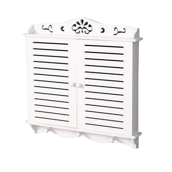 Avdolw Wall Mount Floating Shelf - Wooden Storage Rack for Cable Management and Router Organizer, Waterproof and Durable Design, Ideal for Home and Office Use, Easy Installation,White