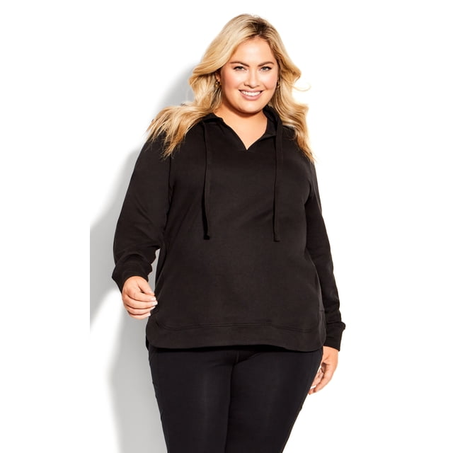 Ave Leisure Women's Plus Size Hoodie Curve Long Sleeves Sweat Top