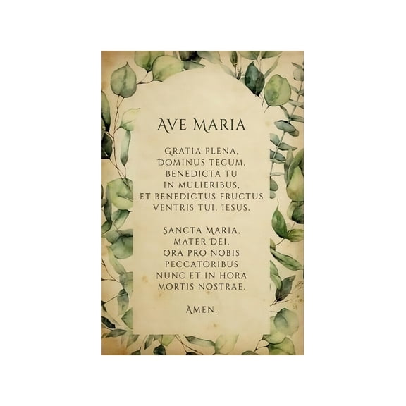 Ave Maria Hail Mary in Spanish Prayer Canvas Print Traditional Catholic Virgin Mary Christian Wall Decor