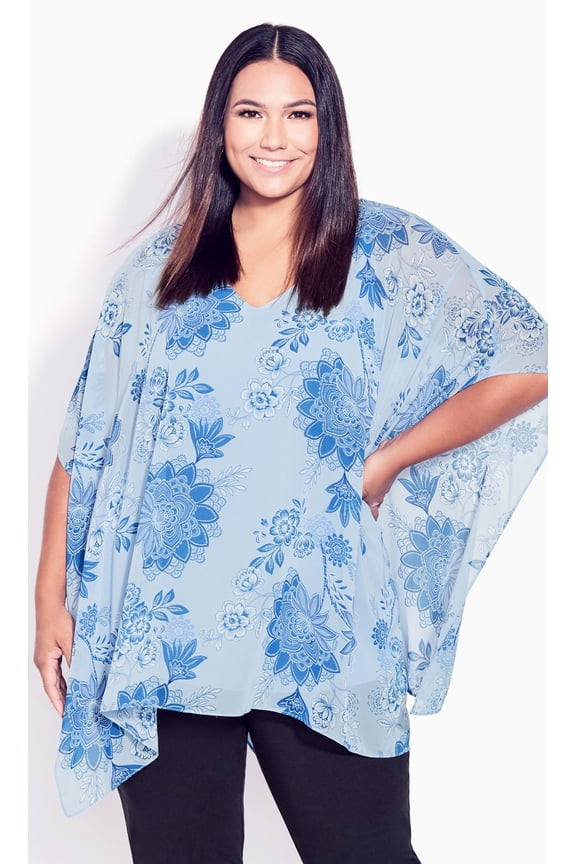 Women's Plus Size Bella Overlay Top - Blue