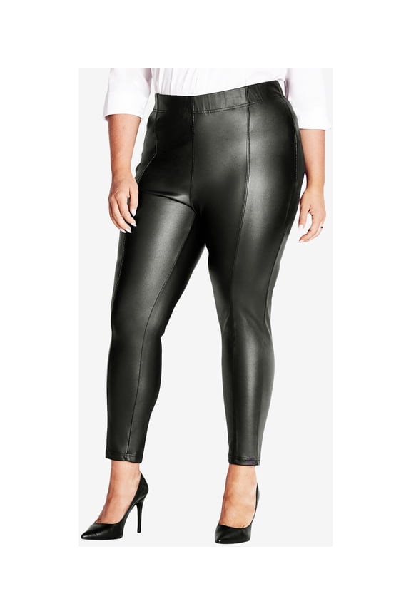 Ave Studio Women's Plus Size Neve Faux Leather Pull On Skinny Pants