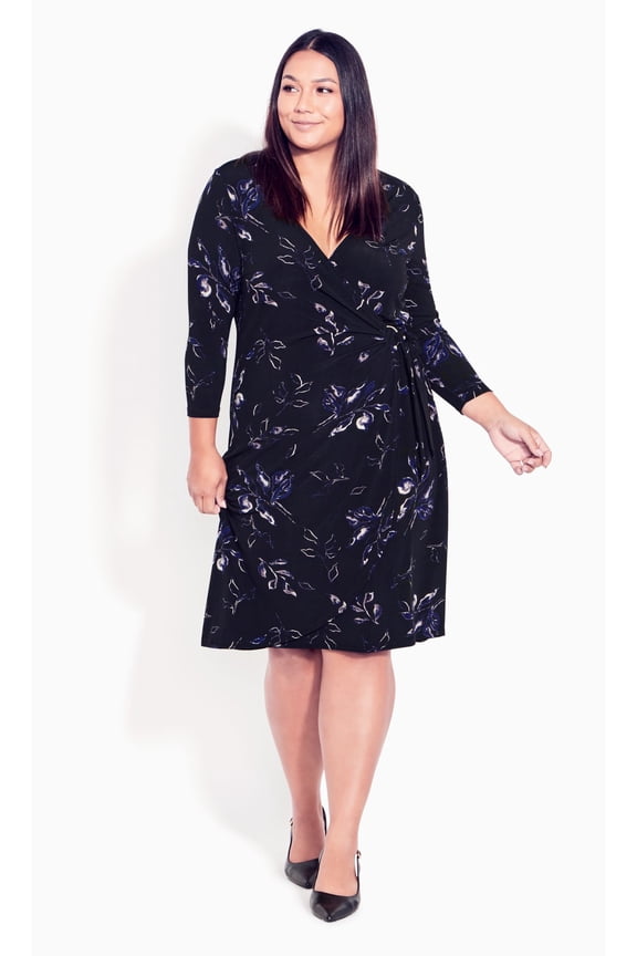 Women's Plus Size Plus Size Darna Wrap Dress - Black Floral