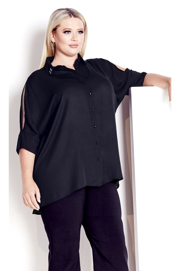Women's Plus Size Presley Elbow-Length Sleeves Relaxed Fit Shirt