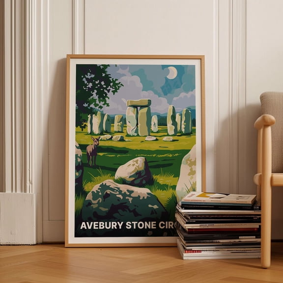 Avebury Stone Circle Wiltshire Pagan Decor Wall Art, Unframed Paper Poster 8x10in