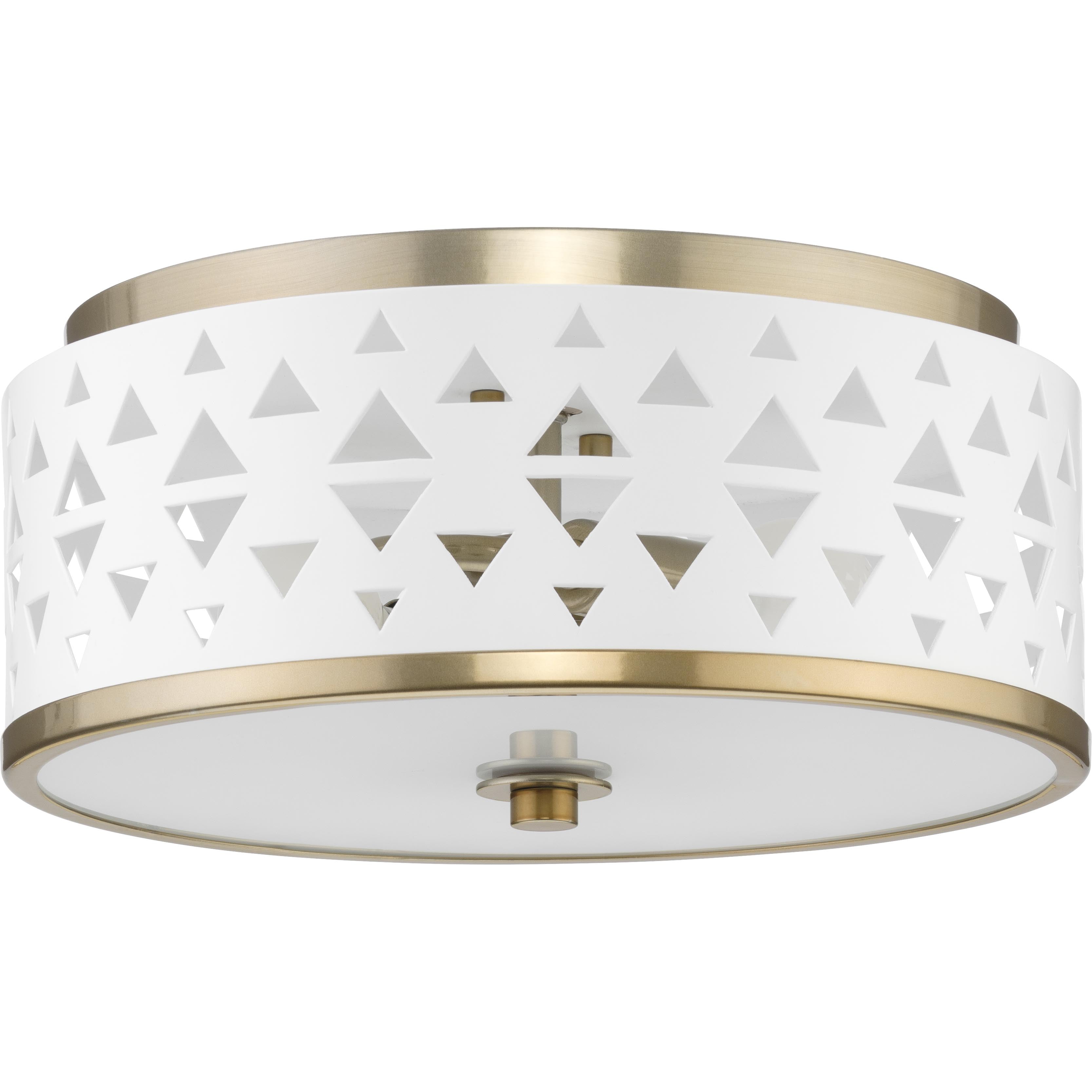 Avec Champagne Bronze and White Glass Flush Mount Light