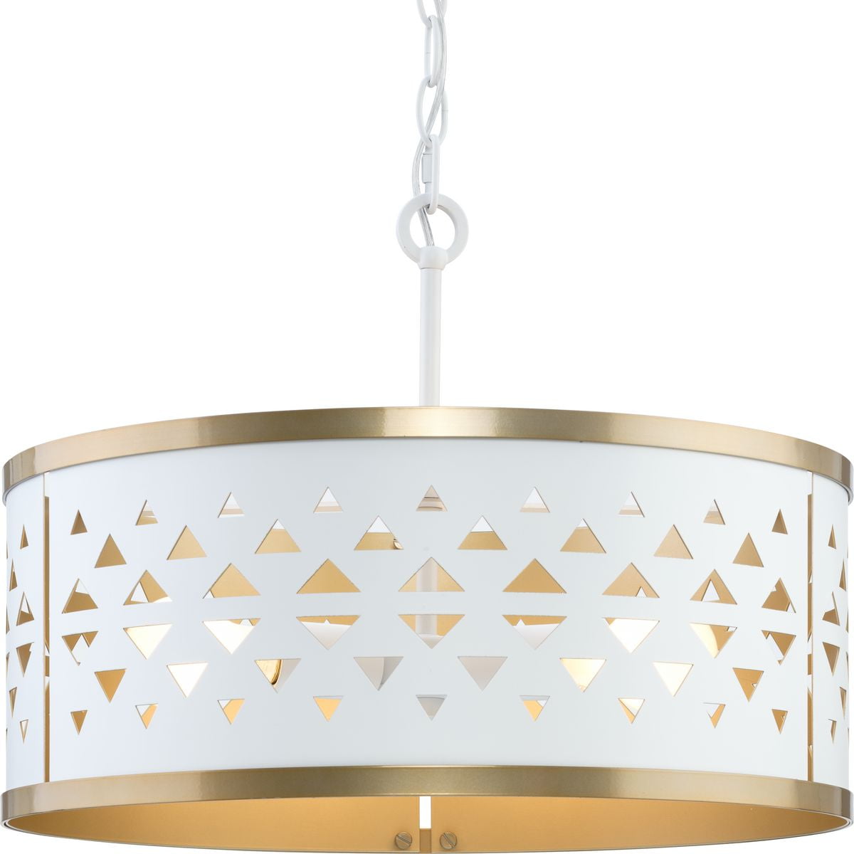 Avec 18" Champagne Bronze and White Metal Drum Pendant Light