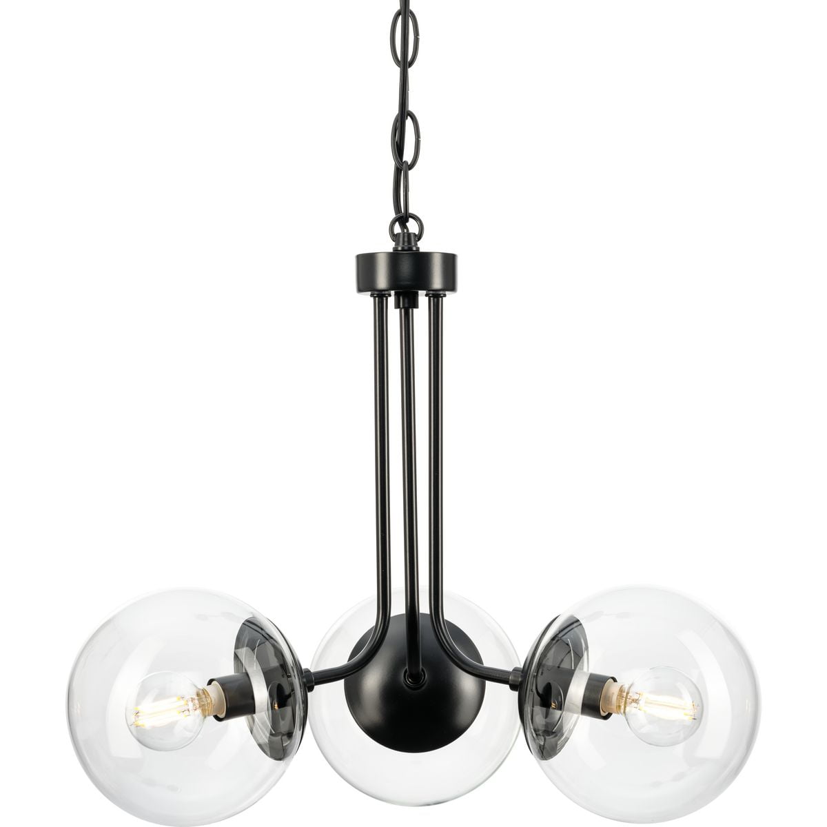 Avec 3-Light Contemporary Metal Matte Black Chandelier