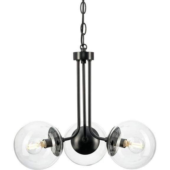 Open Box Avec 3-Light Contemporary Metal Matte Black Chandelier