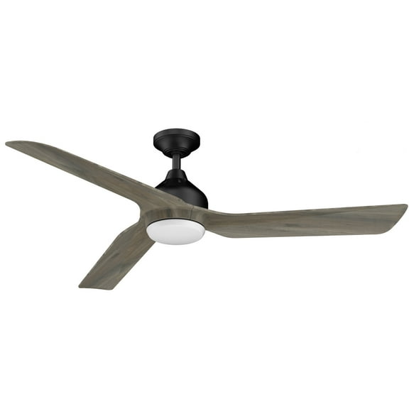 Avec 56 in Matte Black 1 Light LED Ceiling Fan - Rustic Charcoal Blades, Reverse Airflow, Traditional, Damp Rated