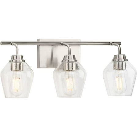 Avec Adalyn Collection 3-Light Brushed Nickel Dimmable Vanity Light with Clear Glass Shades