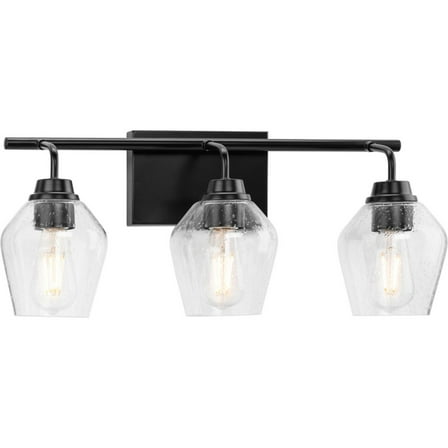 Avec Adalyn Collection 3-Light Matte Black Dimmable Vanity Light with Clear Glass Shades