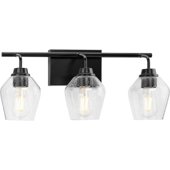 Avec Adalyn Collection 3-Light Matte Black Dimmable Vanity Light with Clear Glass Shades