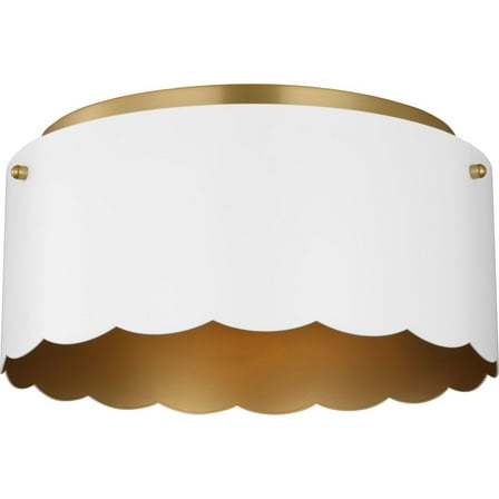 Avec Bettye Collection 12.5" Luxe 2-Light Champagne Bronze Flush Mount Light with White Shade