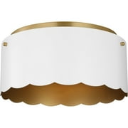 Avec Bettye Collection 12.5 Luxe 2-Light Champagne Bronze Flush Mount Light with White Shade