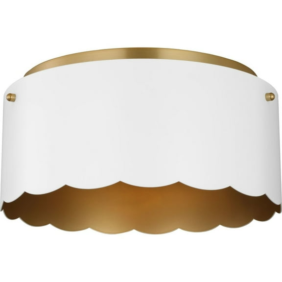 Avec Bettye Collection 12.5" Luxe 2-Light Champagne Bronze Flush Mount Light with White Shade
