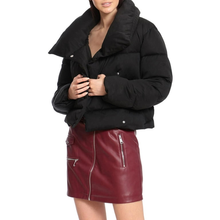 Avec Les Filles Women s Envelope Collar Short Puffer Coat