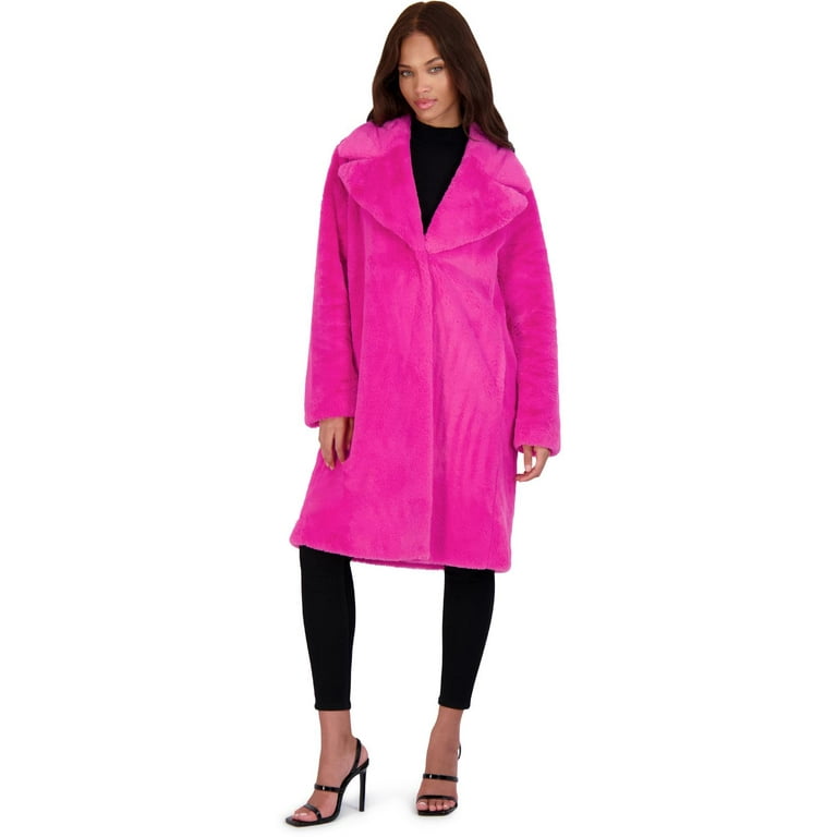 avec Les Filles Faux Fur Coat Hot Pink