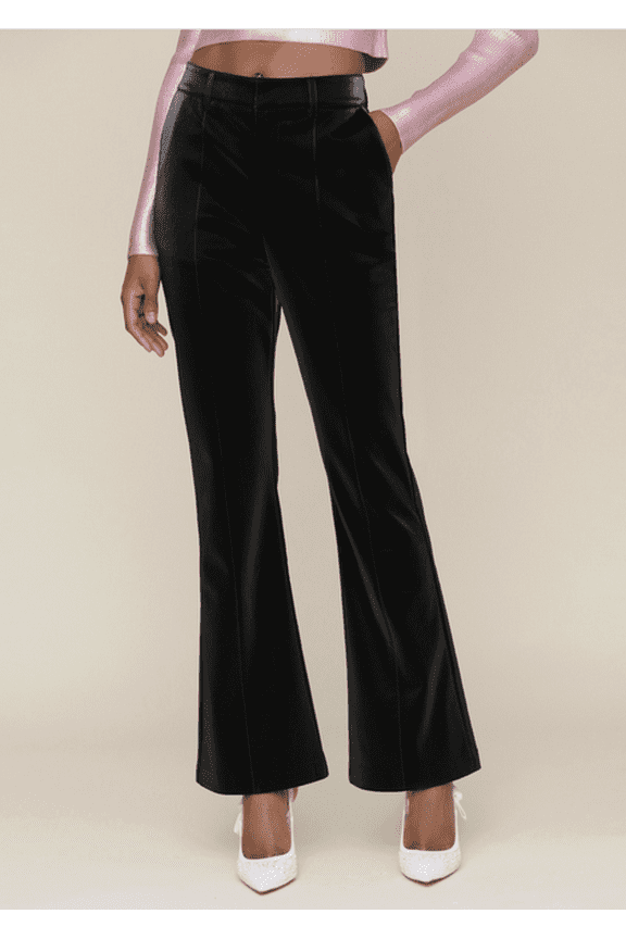 Women's Pintuck Kick-Flare High-Rise Pants - Black