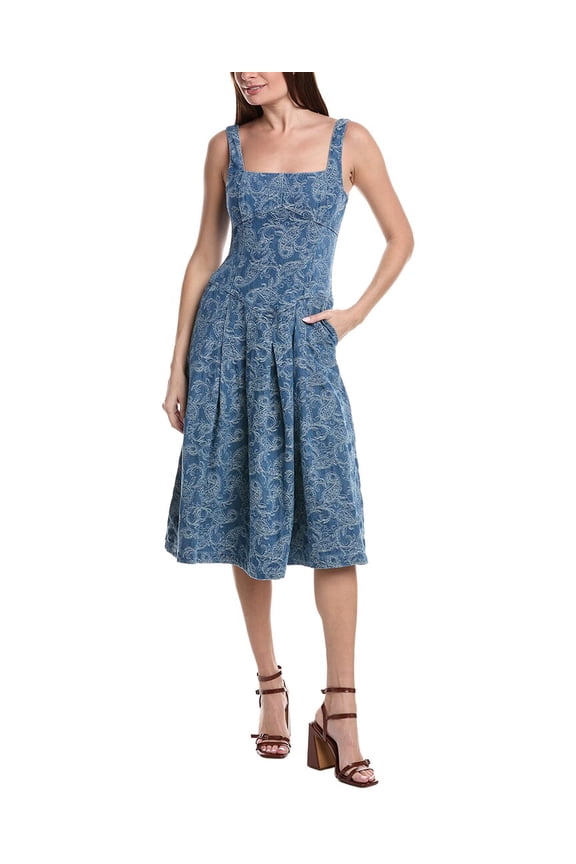 womens Denim A-Line Dress, 2, Blue