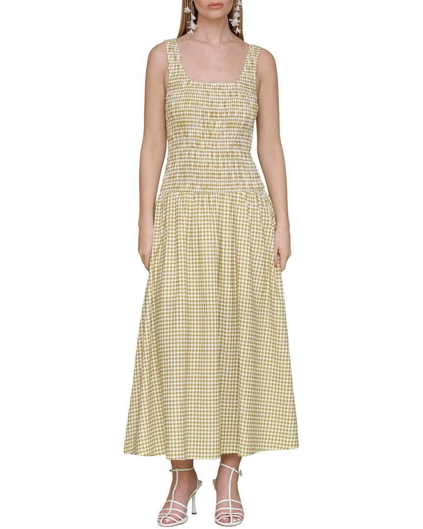 Avec Les Filles Drop Waist Smocked Bodice Linen-Blend Dress Women’s
