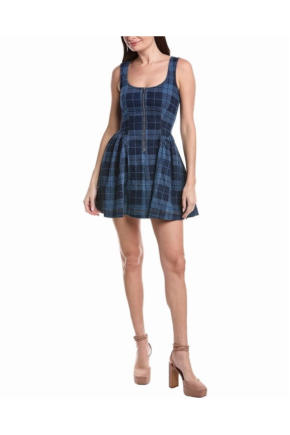 womens Full Skirt Mini Dress, 0, Blue