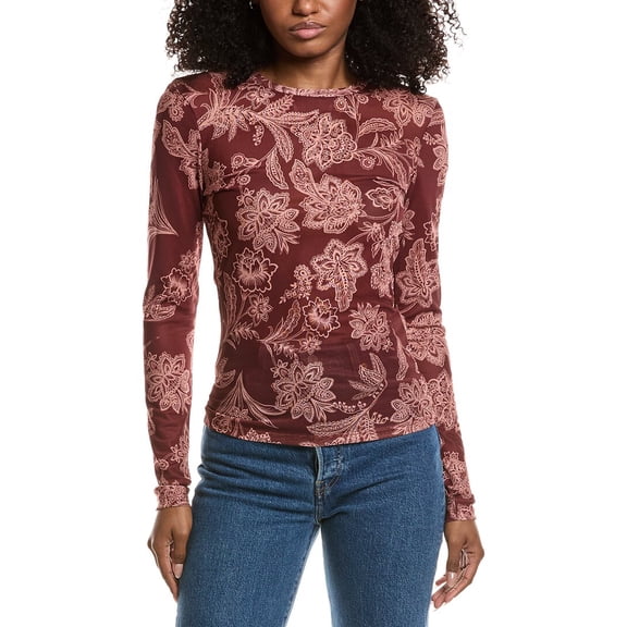 Avec Les Filles womens  Printed Blouse, xs, Red
