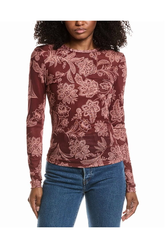 womens Printed Blouse, xs, Red