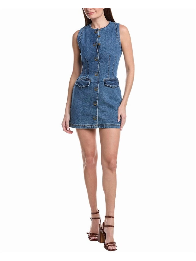 Avec Les Filles womens Western Buttons Mini Dress, 0, Blue - Walmart.com