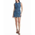 thumbnail image 1 of Avec Les Filles womens  Western Buttons Mini Dress, 0, Blue, 1 of 3