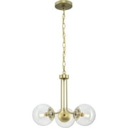 Avec Merrit Collection 3-Light Brushed Gold Contemporary Chandelier with Clear Glass Globe Shades
