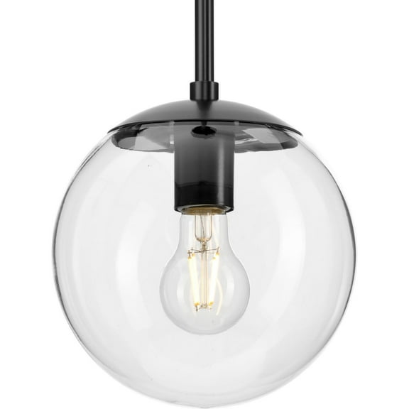Avec Merrit Collection Modern Matte Black Pendant Light with Clear Glass Globe