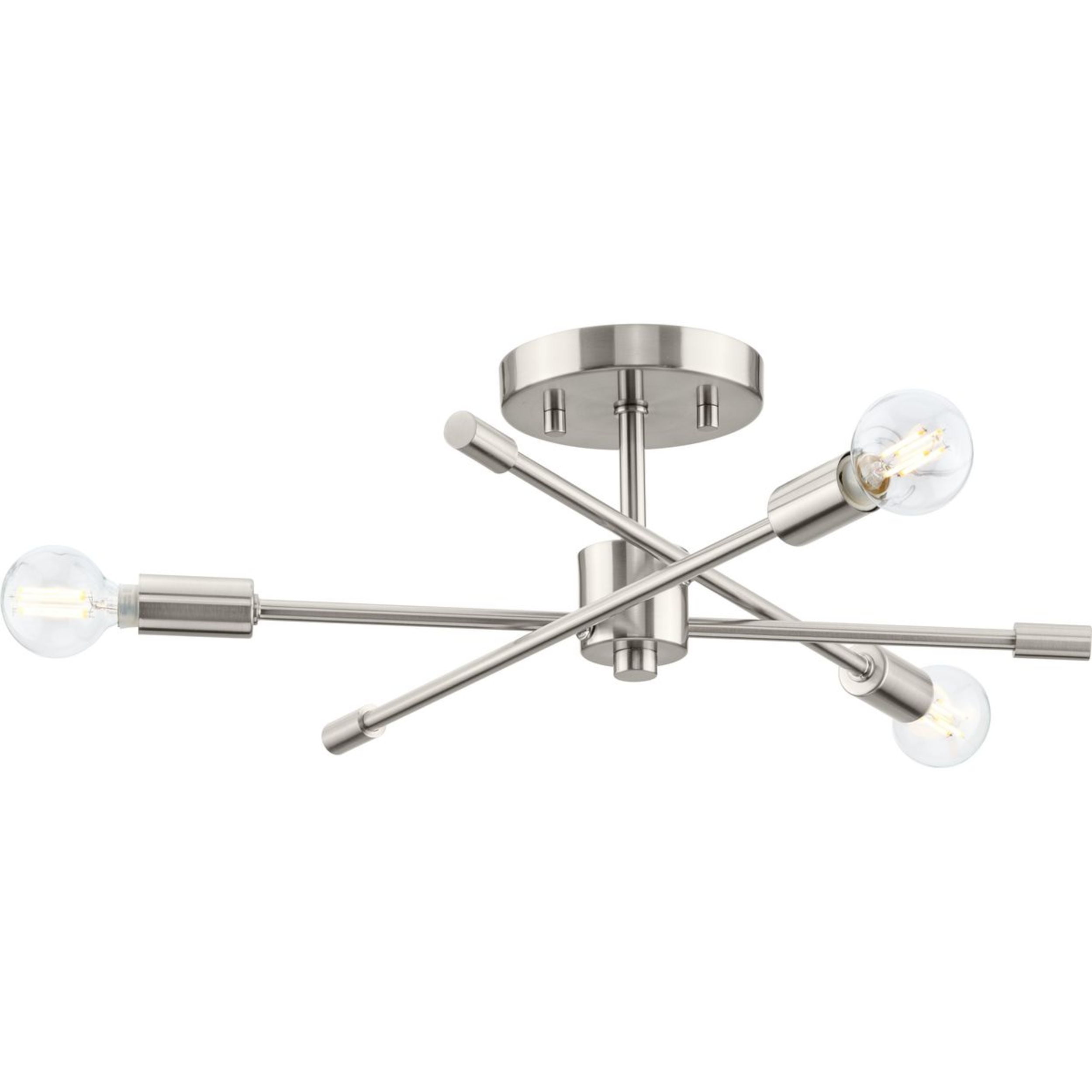 Avec Mondra Collection 18" Contemporary 3-Light Brushed Nickel Semi Flush Mount Light