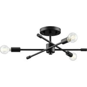 Avec Mondra Collection 18" Contemporary 3-Light Matte Black Semi Flush Mount Light
