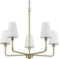 thumbnail image 1 of Avec Payton Collection 5-Light Contemporary Champagne Bronze Chandelier with White Fabric Shades, 1 of 14